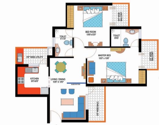 2 bhk Floor Plan