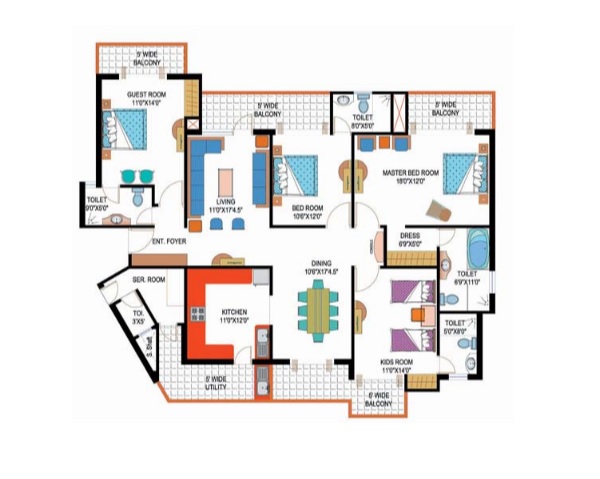 4 bhk Floor Plan