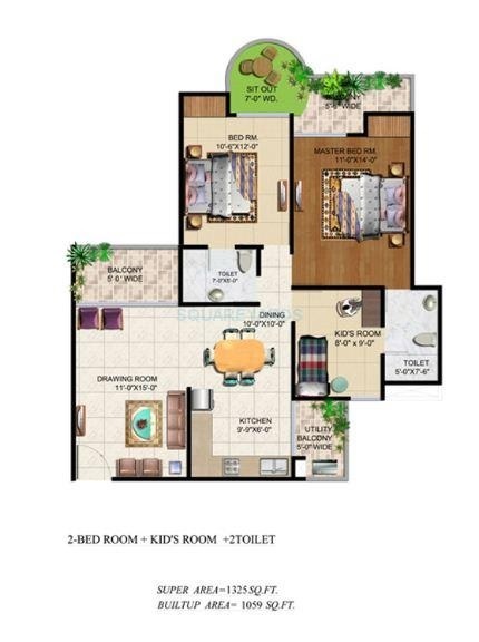 2 bhk Floor Plan