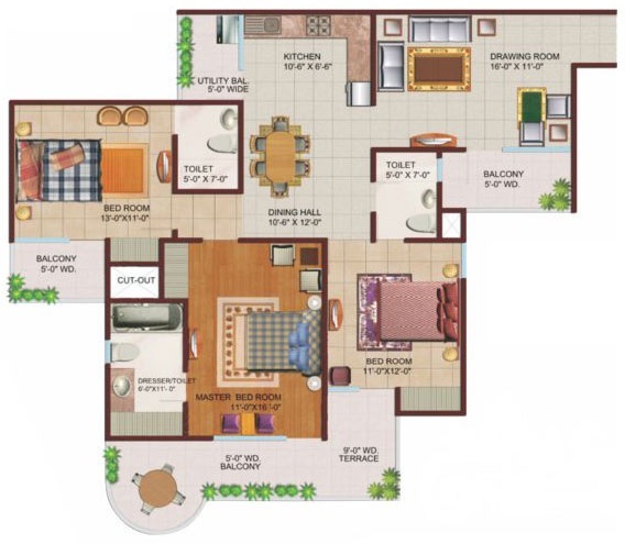 3 bhk Floor Plan