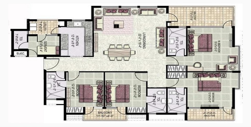 4 bhk Floor Plan
