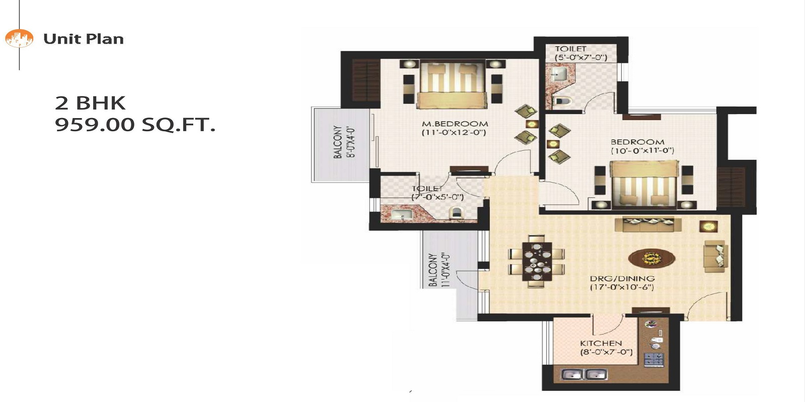 2 bhk Floor Plan