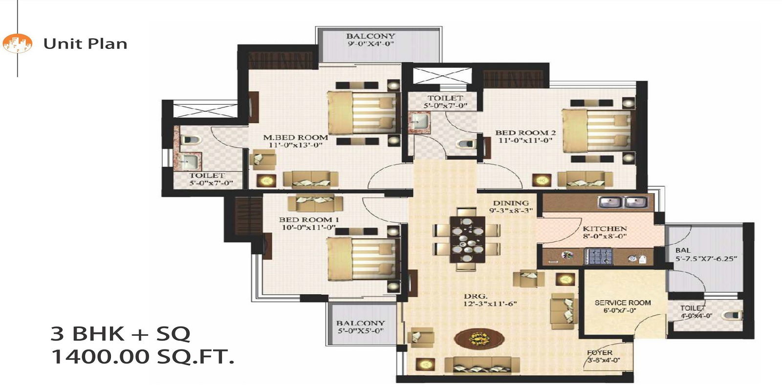 3 bhk Floor Plan