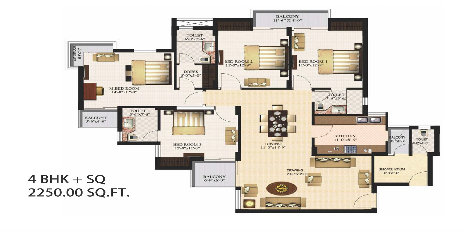 4 bhk Floor Plan
