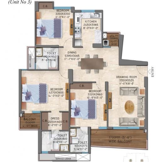 3 bhk Floor Plan