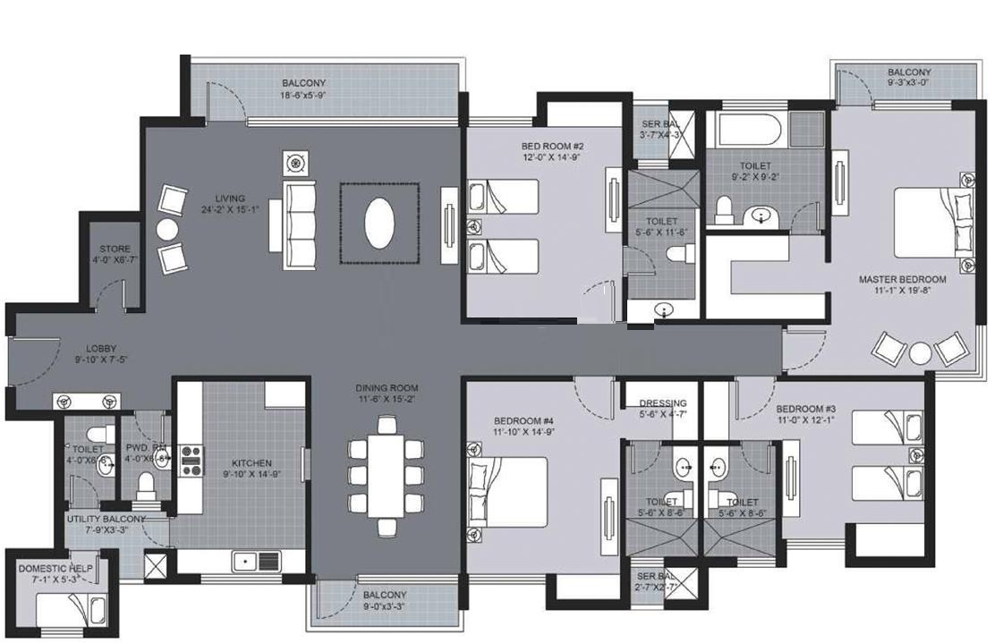 4 bhk Floor Plan