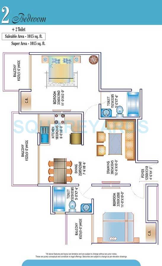 2 bhk Floor Plan