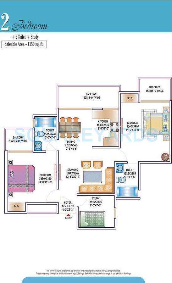 2 bhk Floor Plan