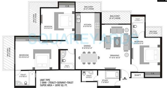 3 bhk Floor Plan