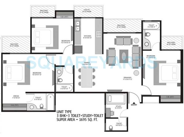 3 bhk Floor Plan