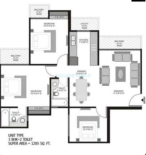 3 bhk Floor Plan