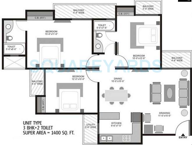 3 bhk Floor Plan