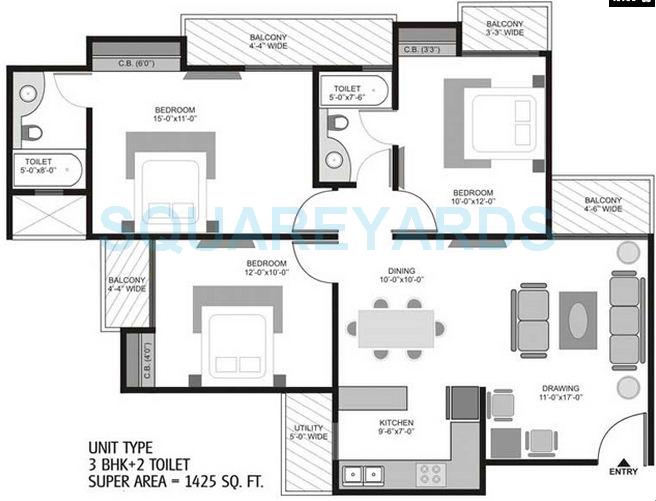 3 bhk Floor Plan