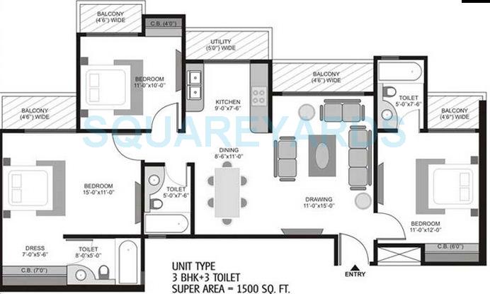 3 bhk Floor Plan