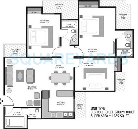 3 bhk Floor Plan