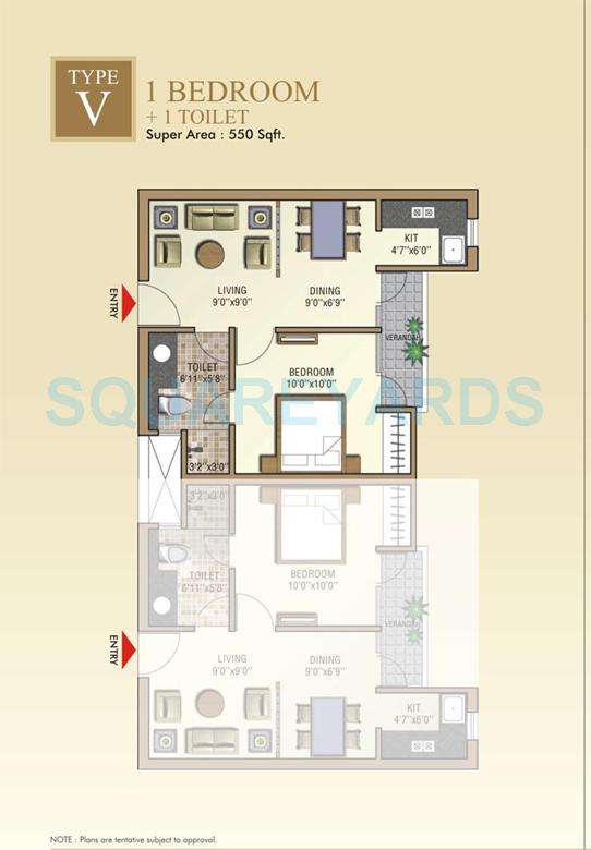 1 bhk Floor Plan