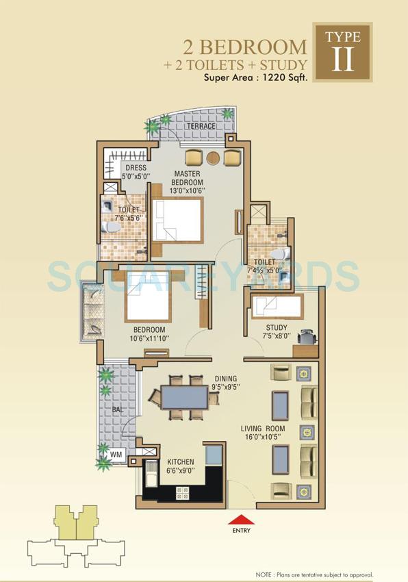 2 bhk Floor Plan