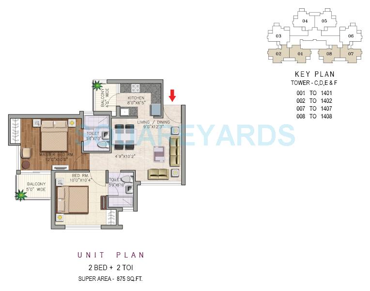 2 bhk Floor Plan