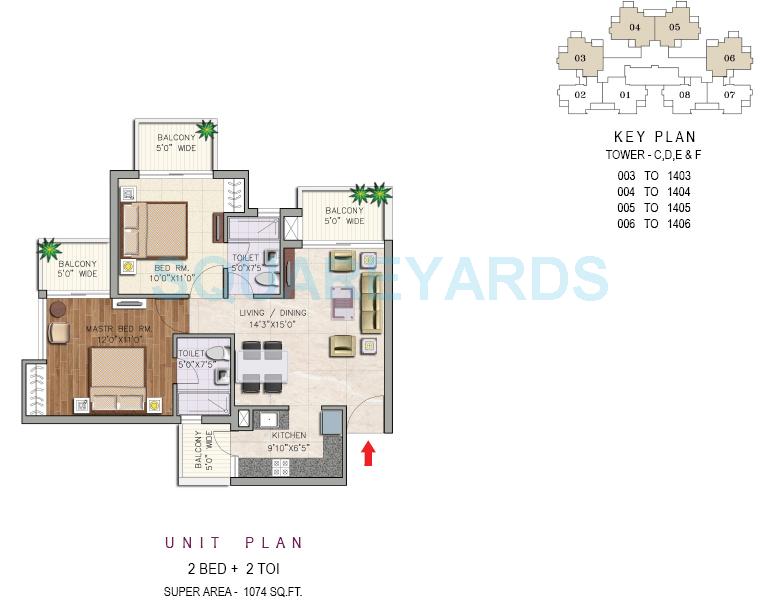2 bhk Floor Plan