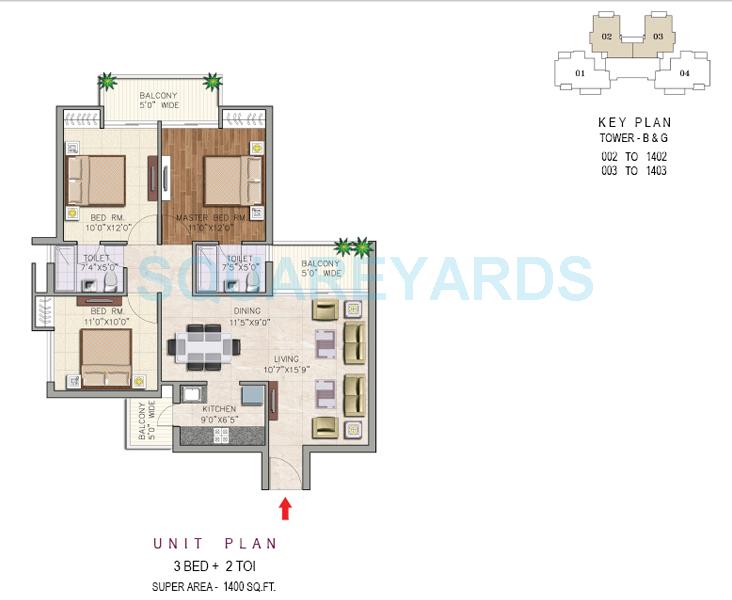 3 bhk Floor Plan