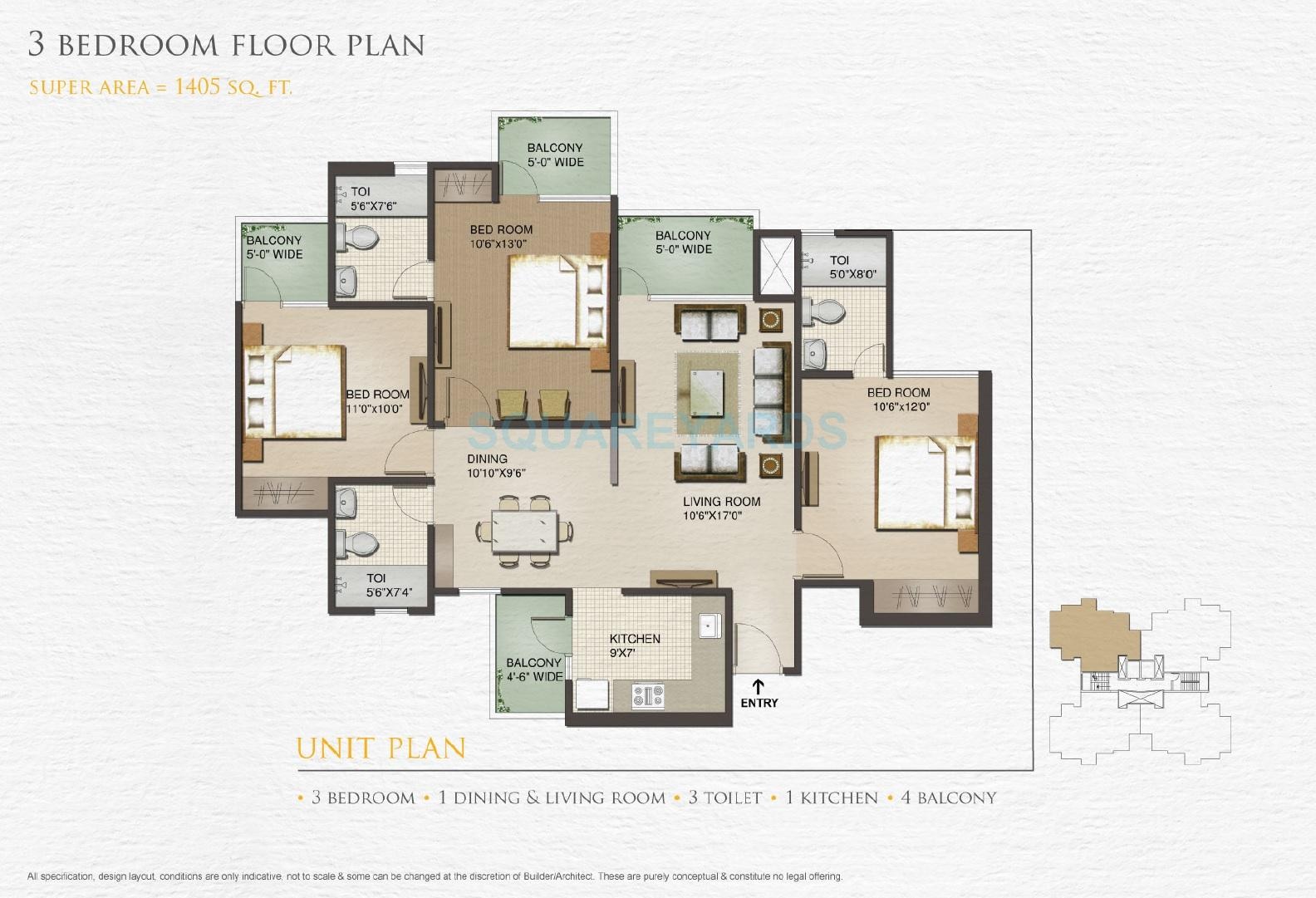 3 bhk Floor Plan