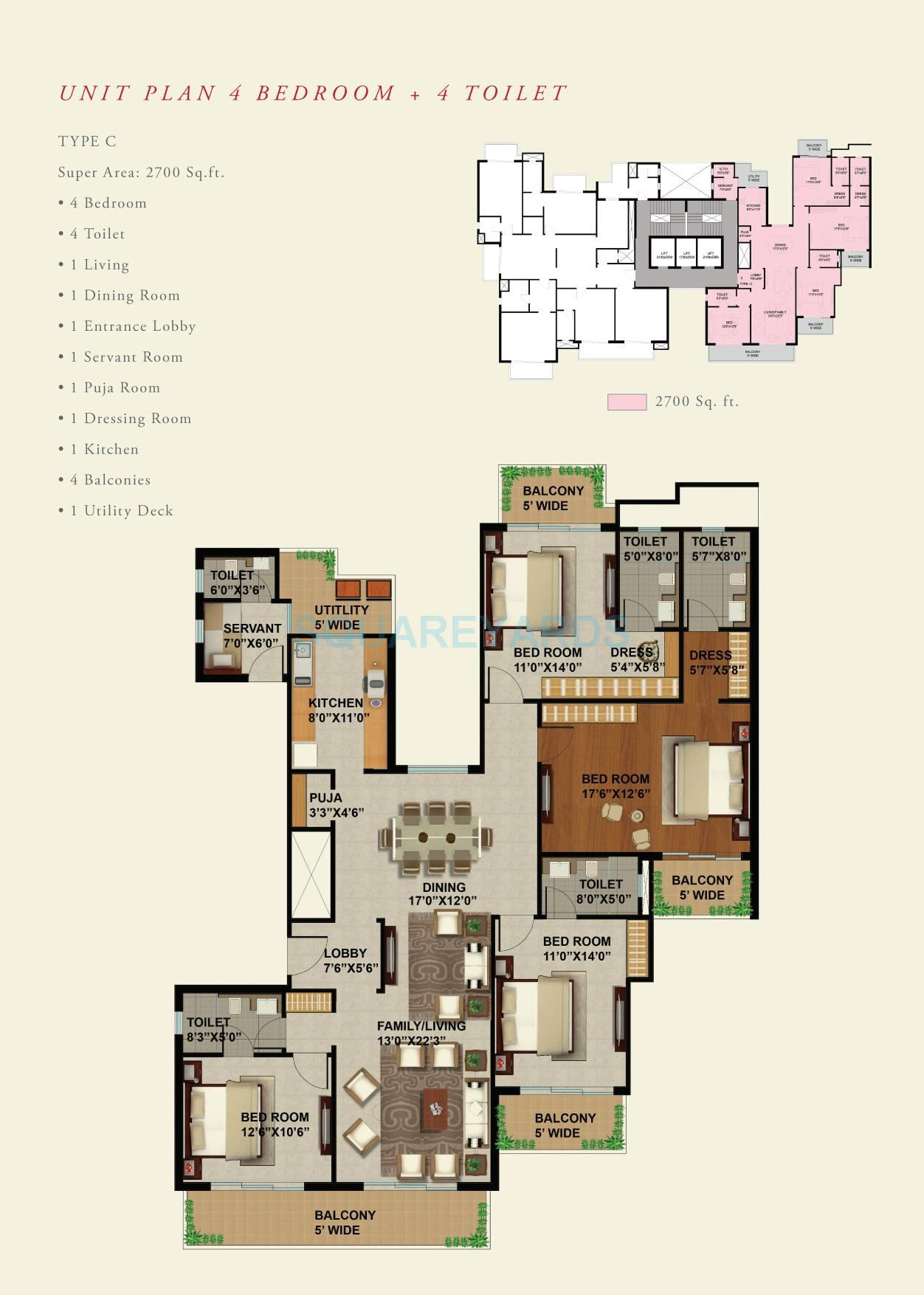 4 bhk Floor Plan
