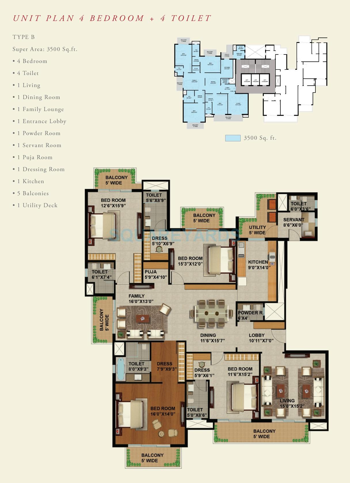 4 bhk Floor Plan