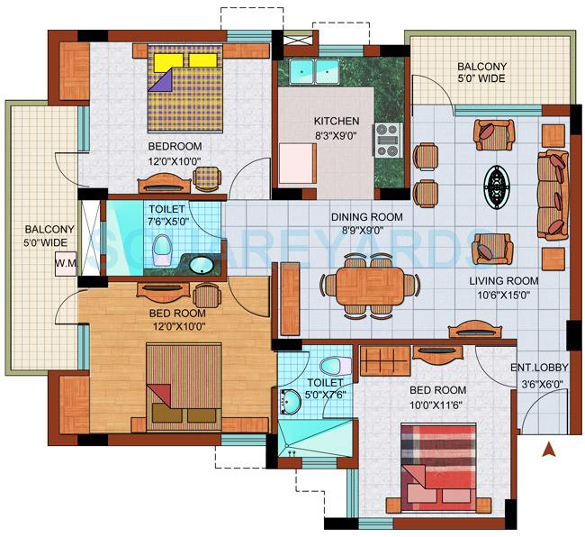 3 bhk Floor Plan