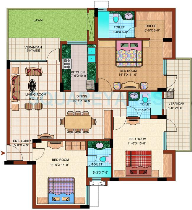 3 bhk Floor Plan