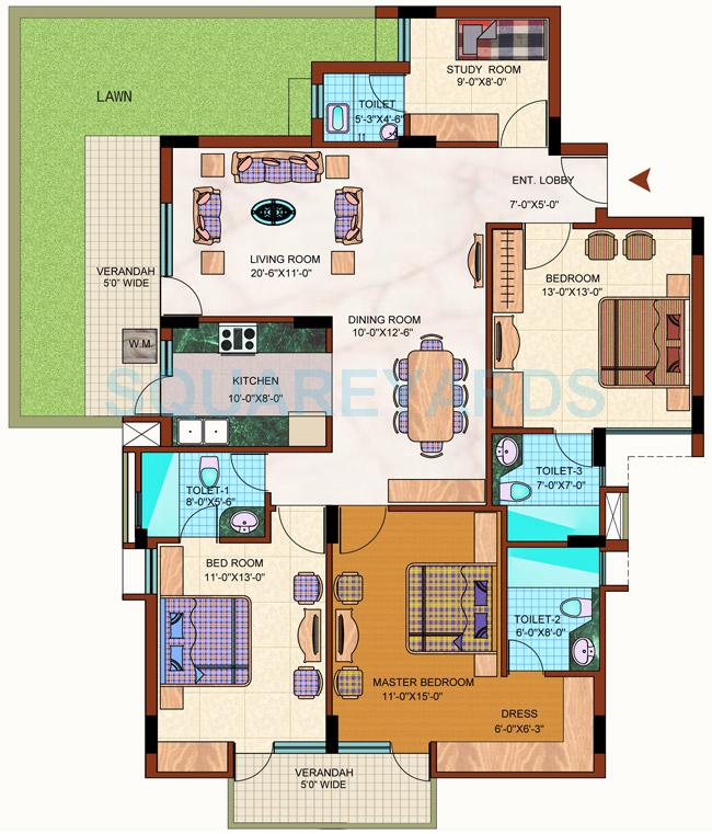 3 bhk Floor Plan