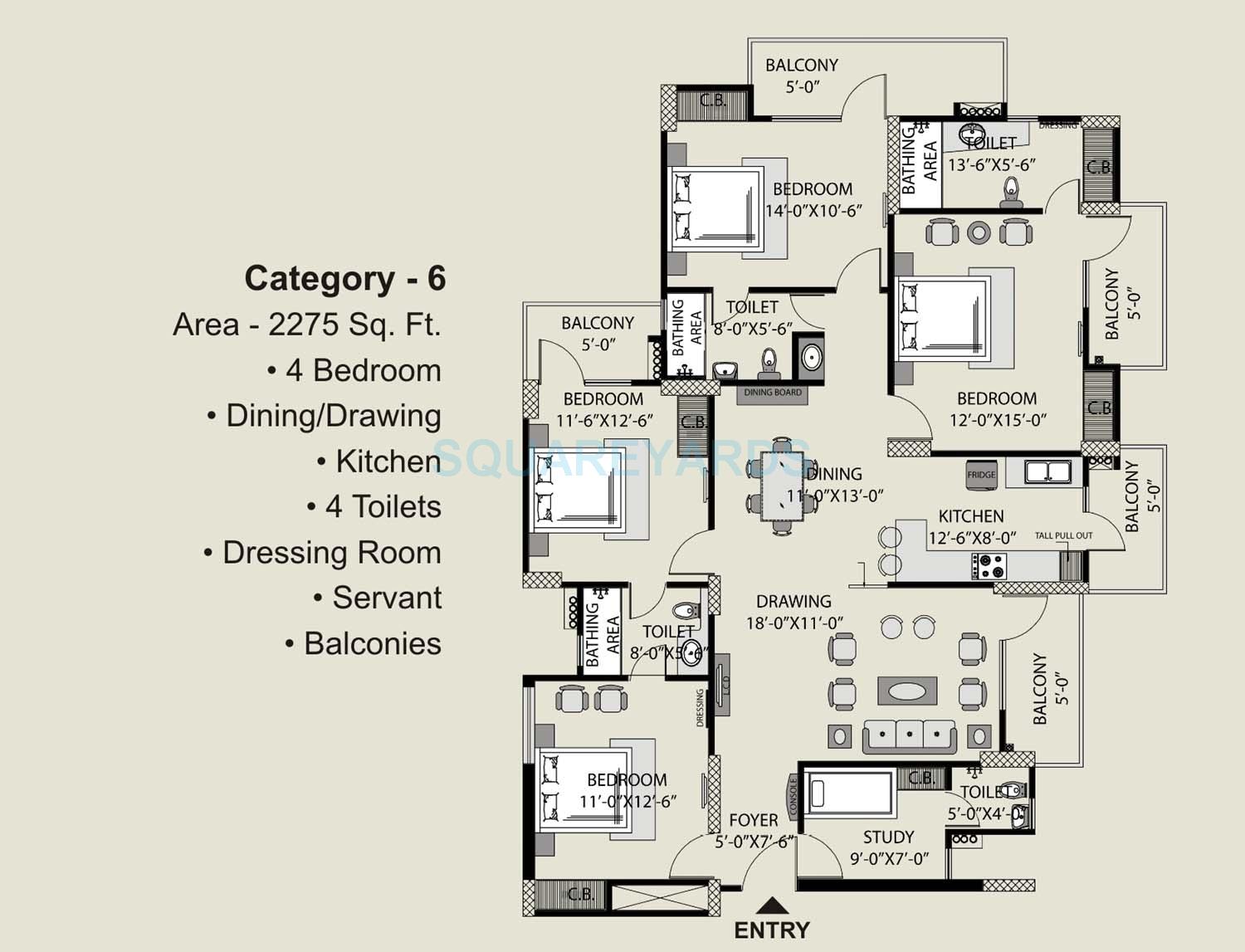 4 bhk Floor Plan