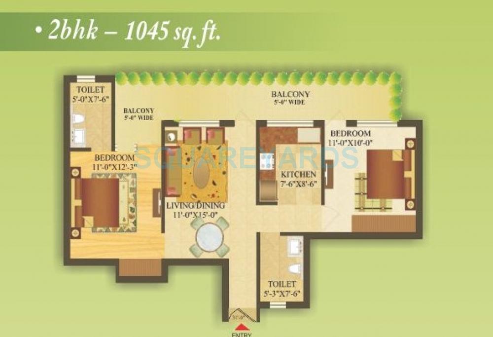 2 bhk Floor Plan
