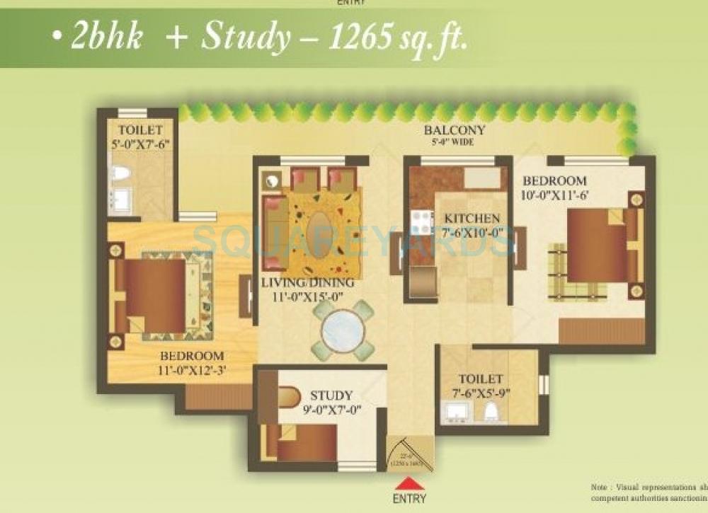2 bhk Floor Plan