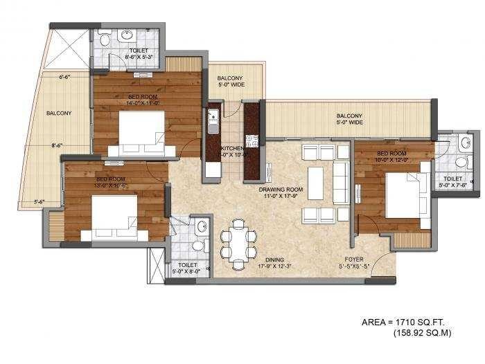3 bhk Floor Plan