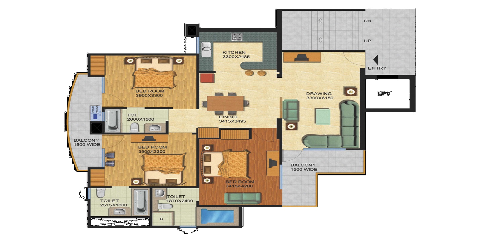 3 bhk Floor Plan