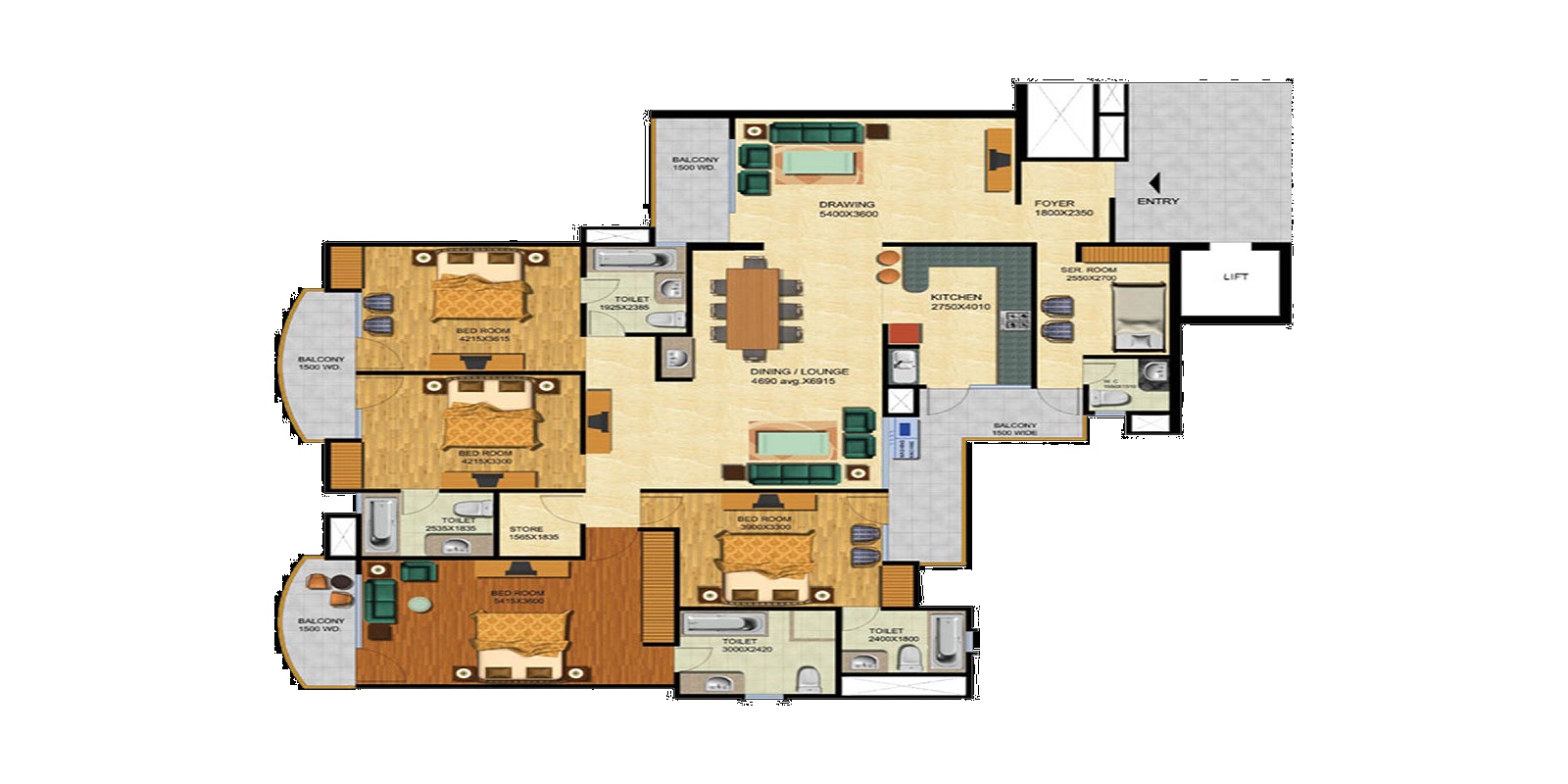 4 bhk Floor Plan