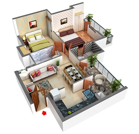 2 bhk Floor Plan