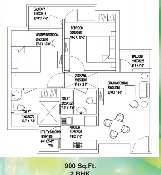 2 bhk Floor Plan