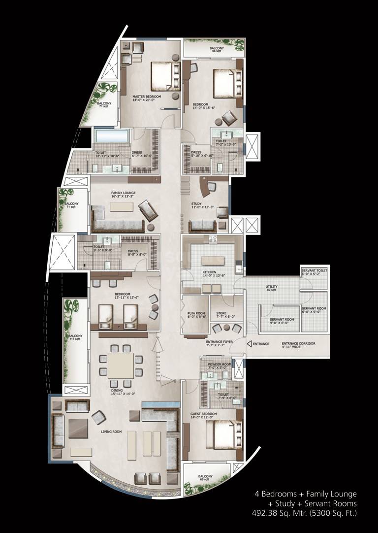 4 bhk Floor Plan