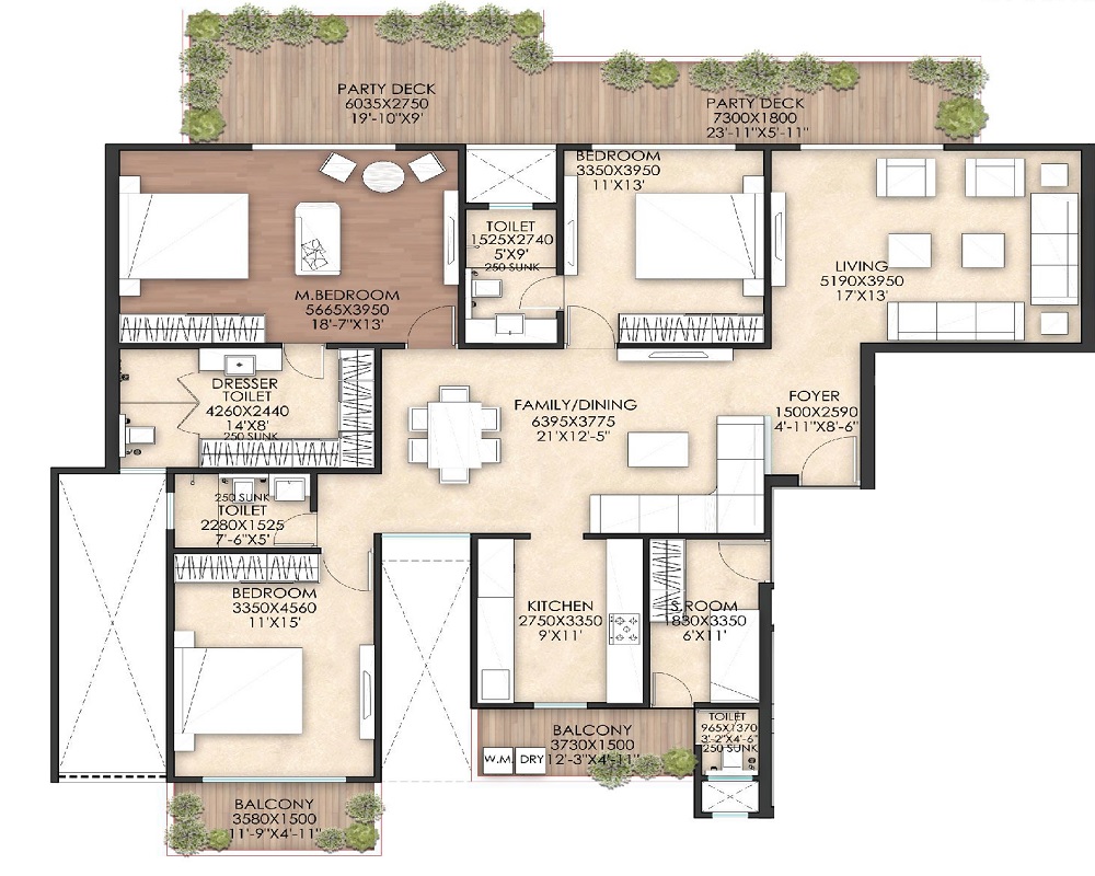 3 bhk Floor Plan
