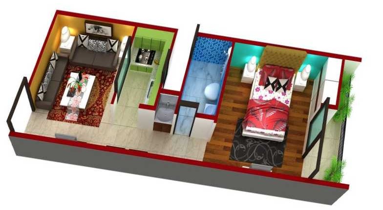 1 bhk Floor Plan