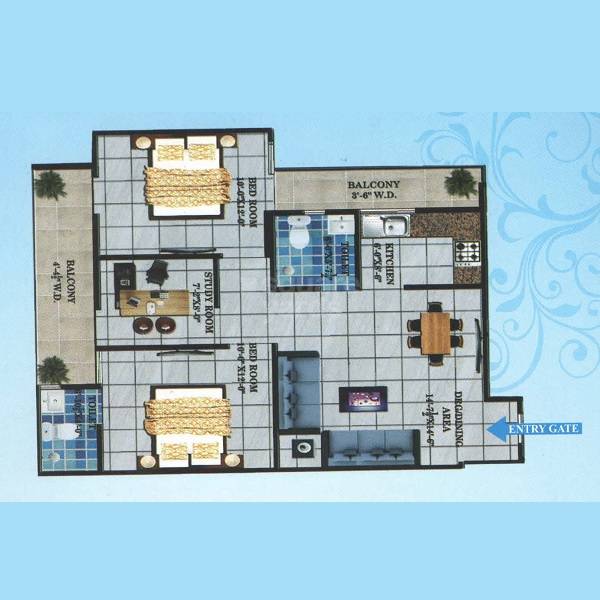 2 bhk Floor Plan