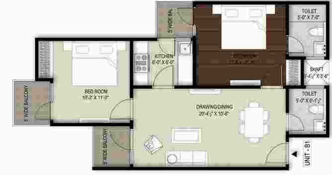 2 bhk Floor Plan