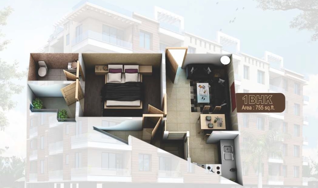 1 bhk Floor Plan