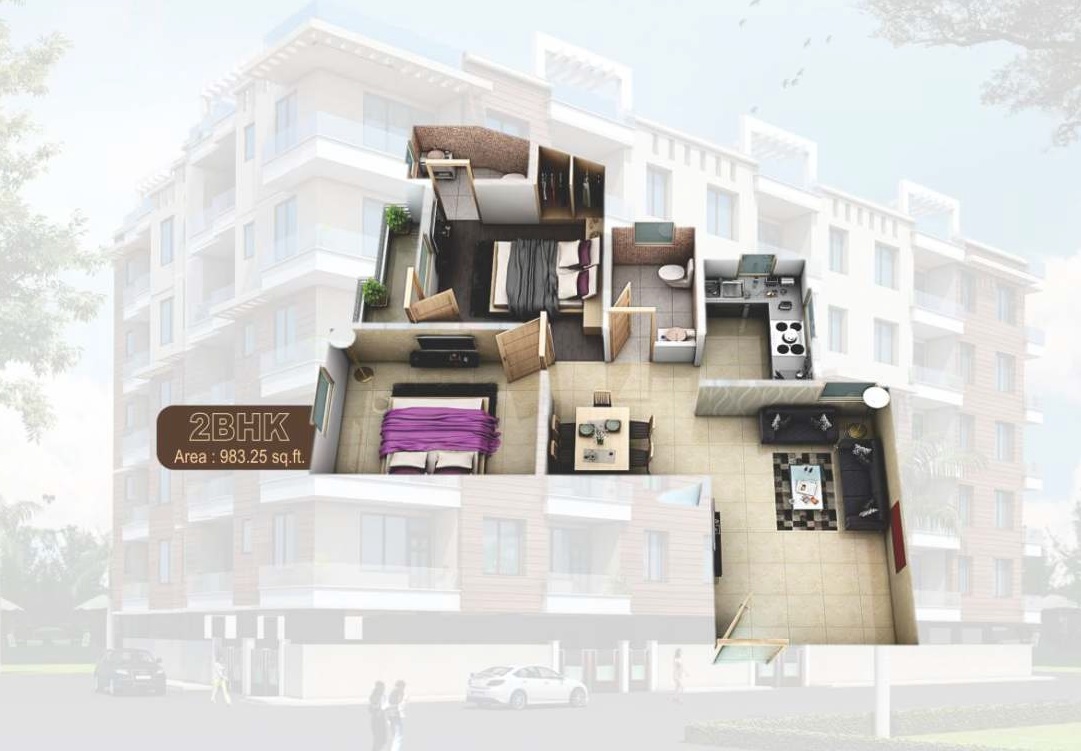 2 bhk Floor Plan