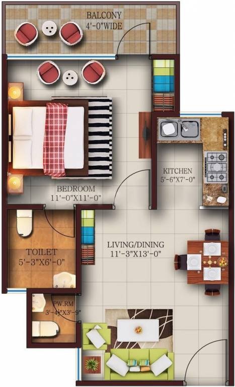 1 bhk Floor Plan
