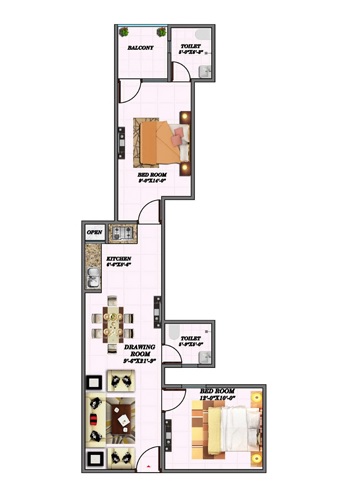 2 bhk Floor Plan