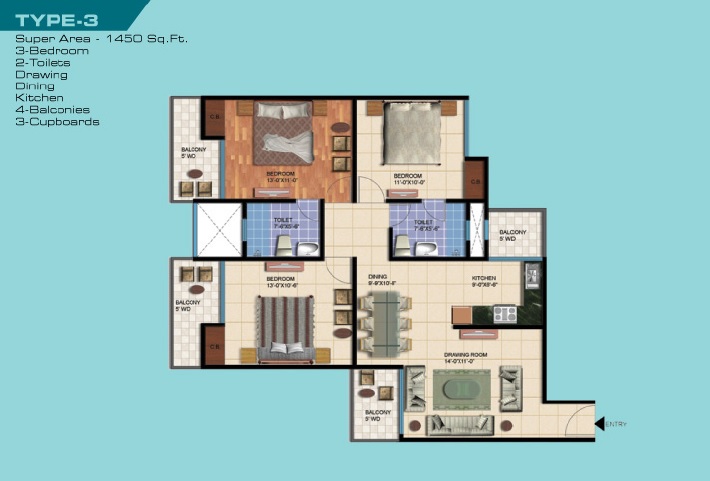 3 bhk Floor Plan