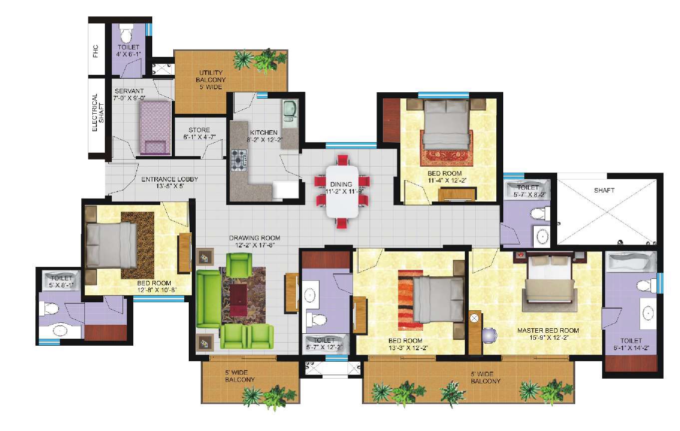 4 bhk Floor Plan