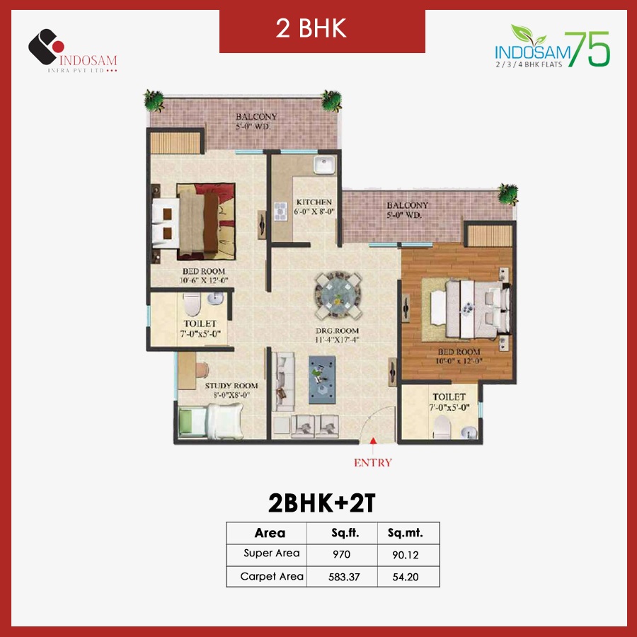 2 bhk Floor Plan